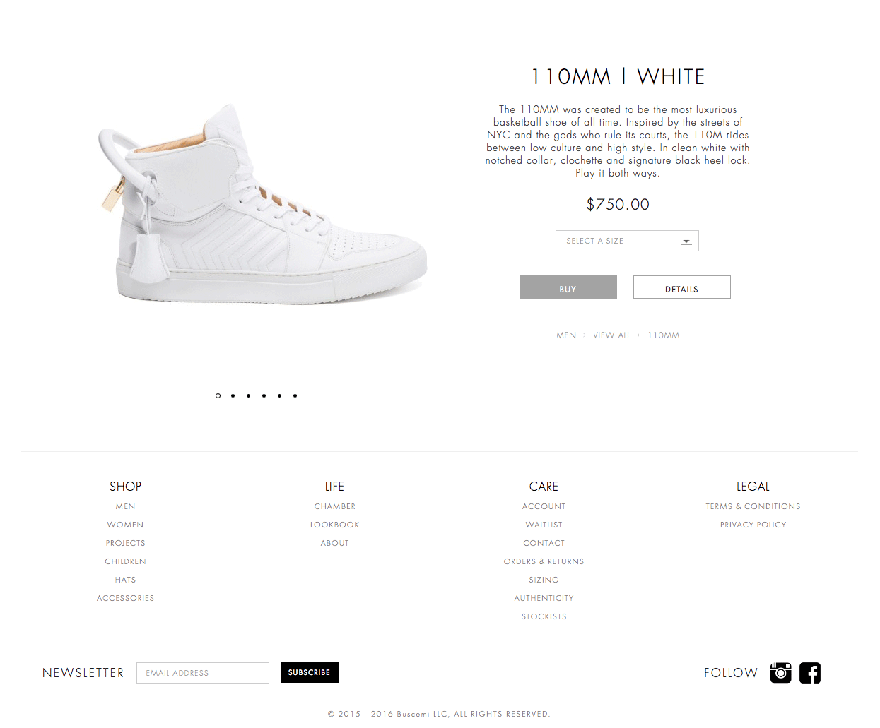 Buscemi Product Page